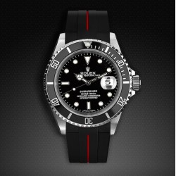 Rubber strap M103 – Rubber B – Black with red line