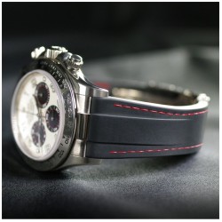 Rubber strap M101 – Rubber B – Black with red stitching