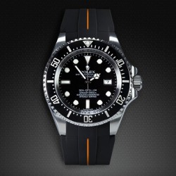 Bracelet en caoutchouc M107 - Rubber B - noir ligne orange