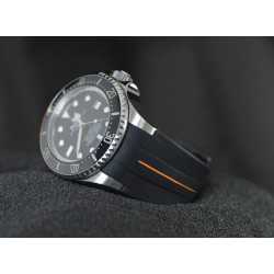 Rubber watch strap M107 - Rubber B - black with orange line