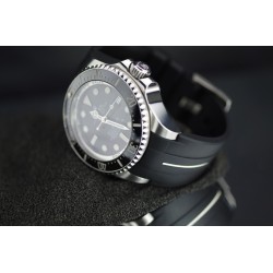 Rubber watch strap M107 - Rubber B - black with white line
