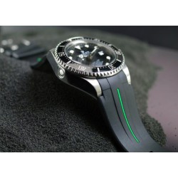 Rubber watch strap M107 - Rubber B - black with green line
