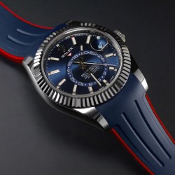 Rubber watch strap M111 – Rubber B – Navy Blue and Red