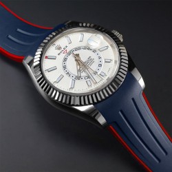 Rubber watch strap M111 – Rubber B – Navy Blue and Red