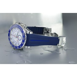 Rubber watch strap M109 – Rubber B – Navy Blue with Pacific Blue Line
