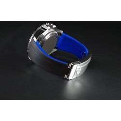Bracelet en caoutchouc M208 – Série Fibre de Carbone Bicolore – Rubber B – Noir et bleu pacifique