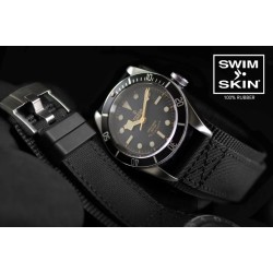 Rubberen Horlogeband met Klittenband - Cuff SwimSkin - Rubber B - Gitzwart