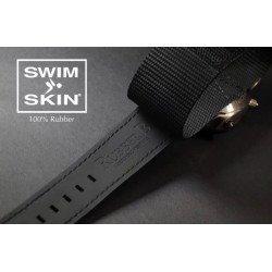Rubberen Horlogeband met Klittenband - Cuff SwimSkin - Rubber B - Gitzwart