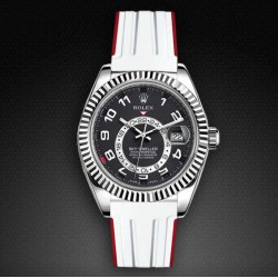 Rubber watch strap M110 – Rubber B – White and Red