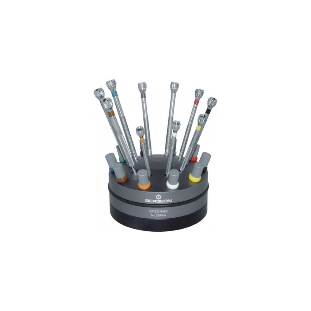 Rotating Stand with 10 Stainless steel Screwdrivers Bergeon for Watchmaker's