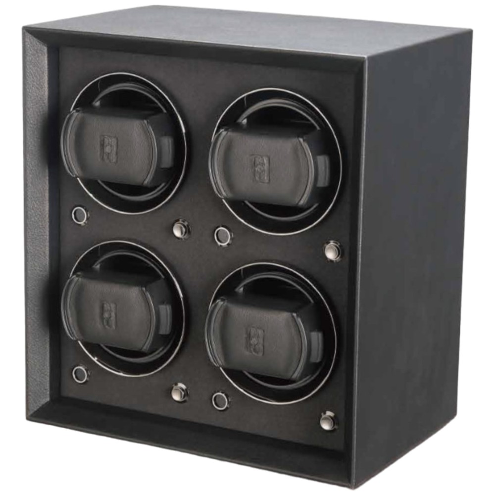 Watch Winder for 4 Watches in black leather - Petite 4 - Paul Design