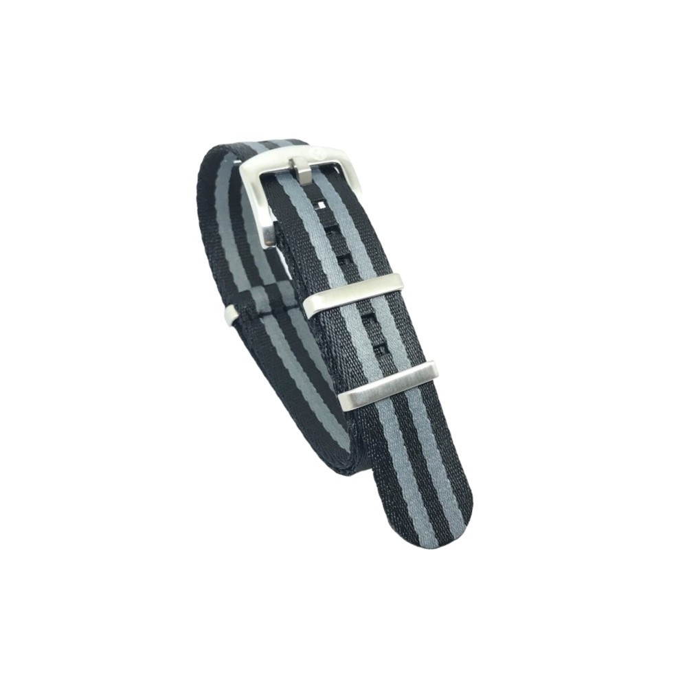 Nato Seat Belt-band in nylon – Kronokeeper – James Bond editie – Zwart en grijs