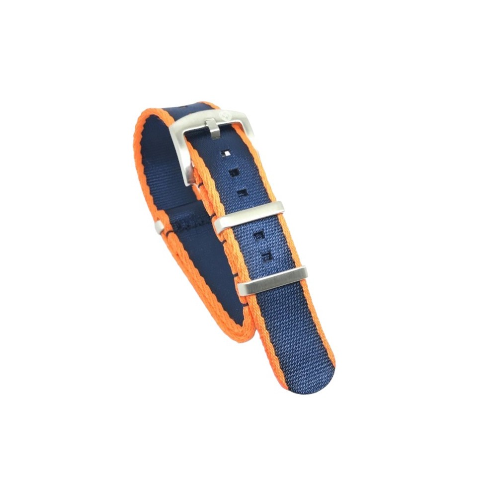 Bracelet Nato Seat Belt en nylon – Kronokeeper – Orange et bleu