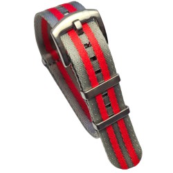 Nato Seat Belt Nylon Strap – Kronokeeper – Grey and Red