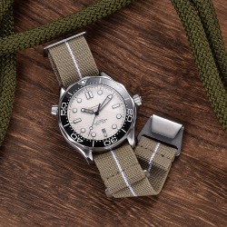 Parachute Nylon‑band – Kronokeeper – Lichtgrijs en oranje