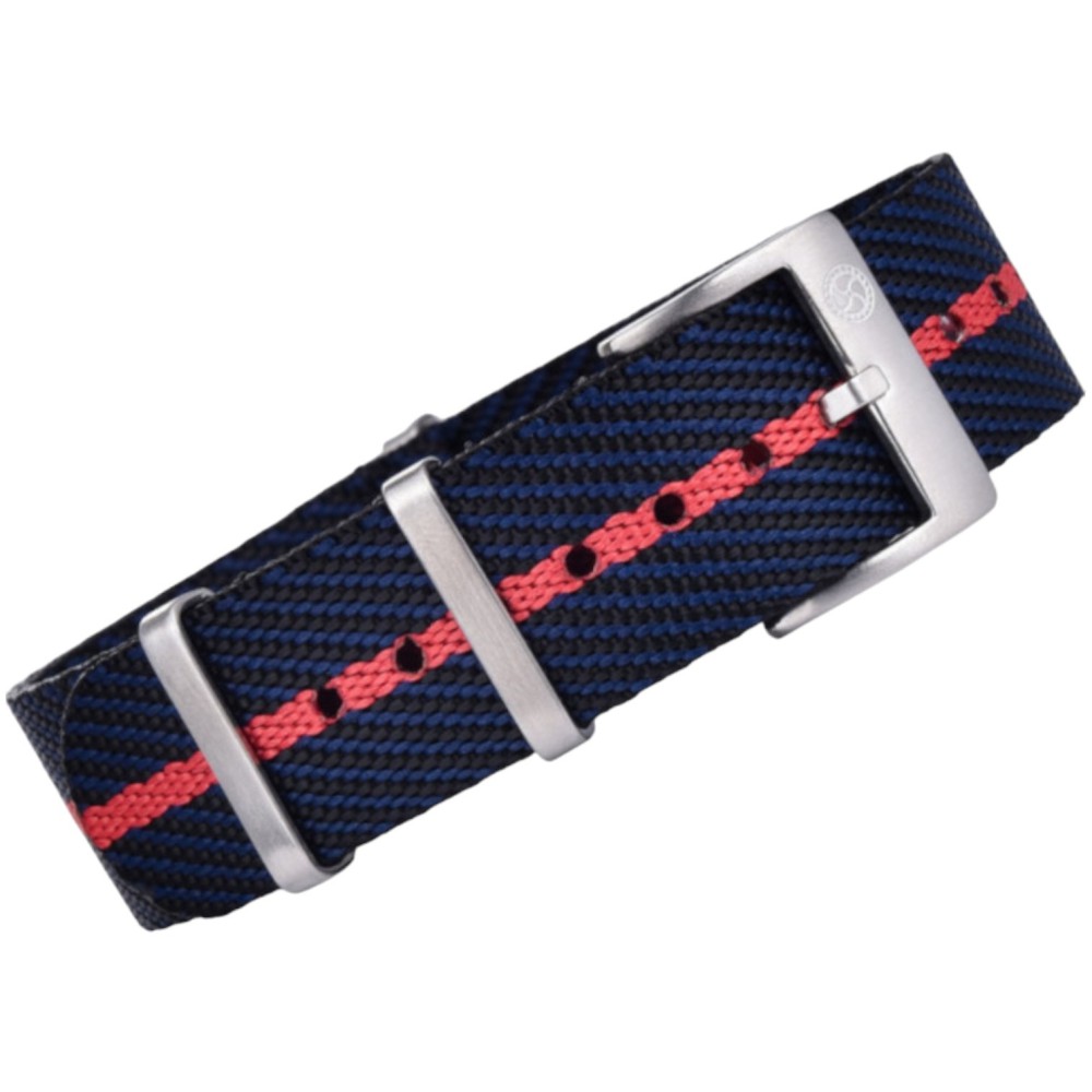 Bracelet Nato Premium en nylon – Kronokeeper – Noir, bleu marine et rouge