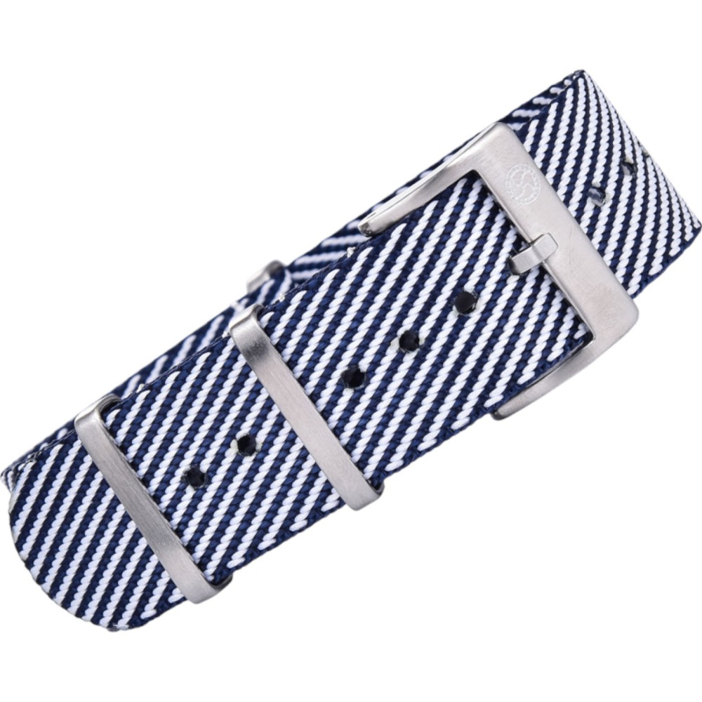 Bracelet Nato Premium en nylon – Kronokeeper – Bleu marine et blanc