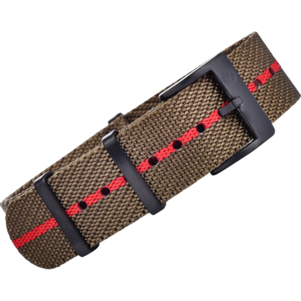 Nato Premium PVD Nylon Strap – Kronokeeper – Olive Green and Red