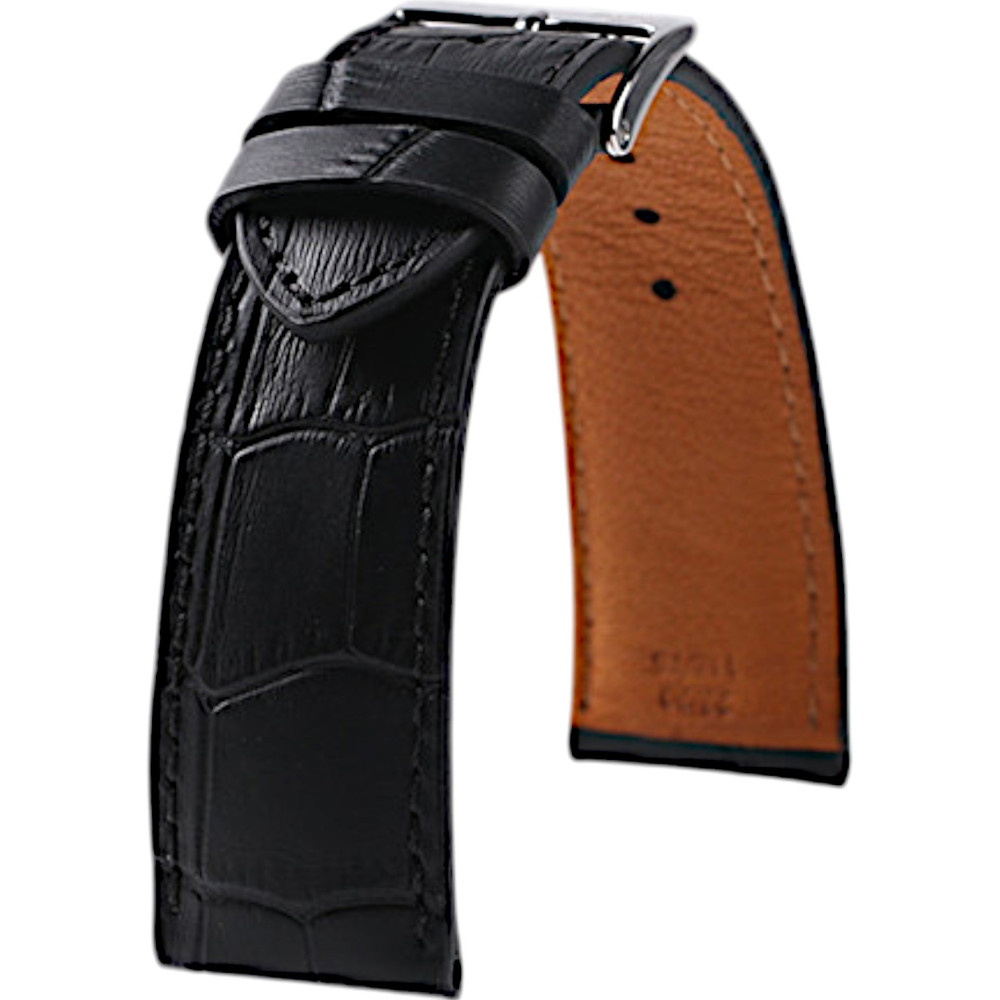 Alligator-style calf leather strap - Armand - Kronokeeper - Black