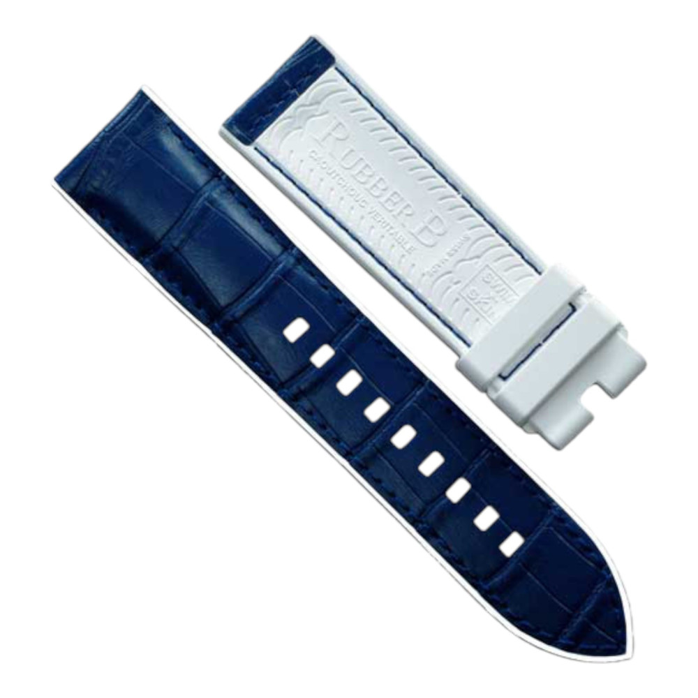 Bracelet en caoutchouc - Alligator SwimSkin PS24 - Rubber B - Bleu Marine et Blanc