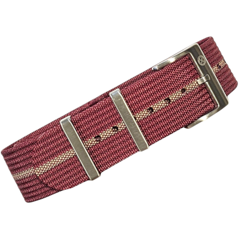 Bracelet Nato nervuré en nylon – Kronokeeper – Bordeaux et kaki