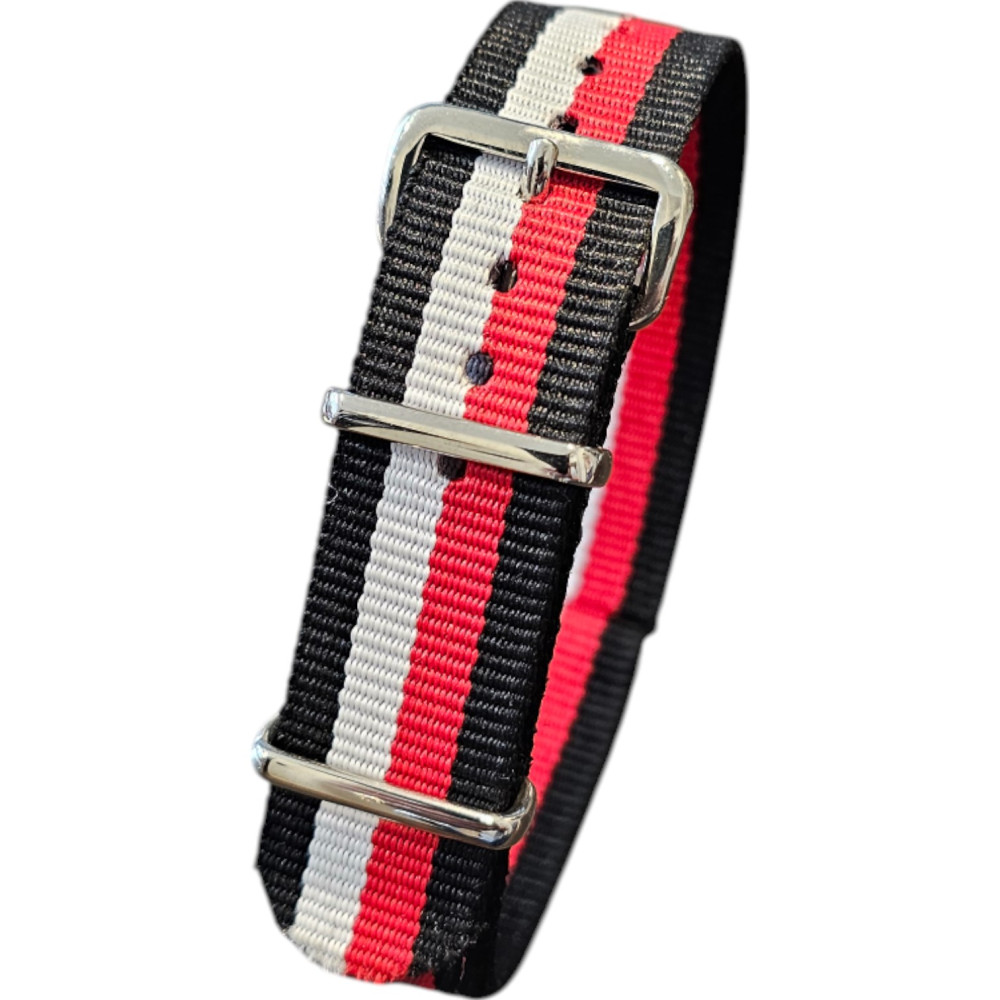 Bracelet NATO en nylon – Noir rouge blanc noir