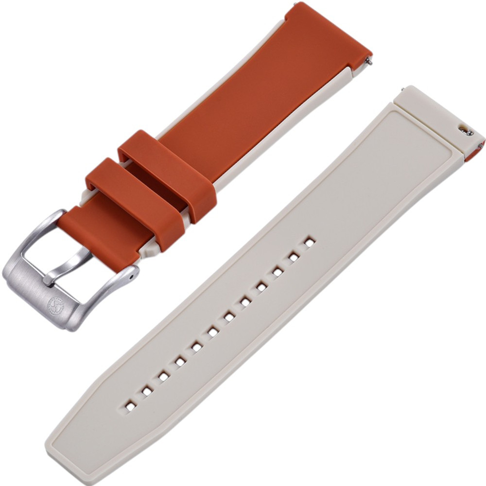 Bi-color Rubber Strap - KronoKeeper - Orange and Cream