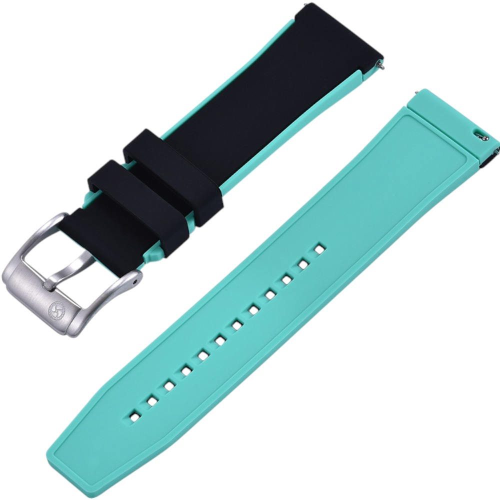 Tweekleurige Rubber Horlogeband - KronoKeeper - Zwart en Blauw