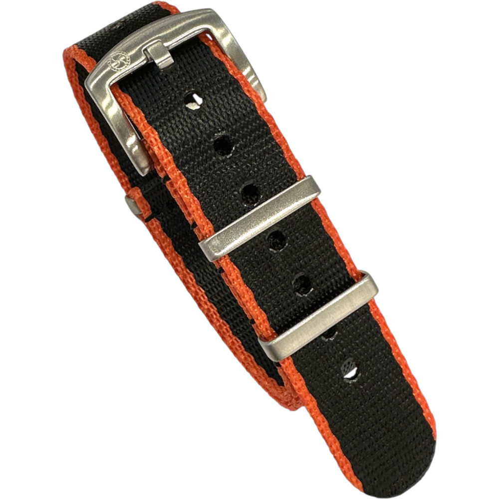 Bracelet Nato Seat Belt en nylon – Kronokeeper – Noir et orange