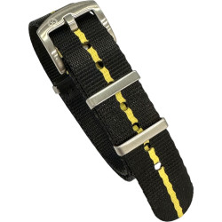 Nato Seat Belt-band in nylon – Kronokeeper – Zwart en geel