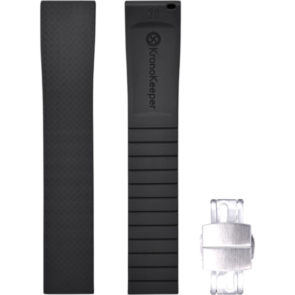 Rubber Strap with Deployant Clasp - Kronokeeper - Black