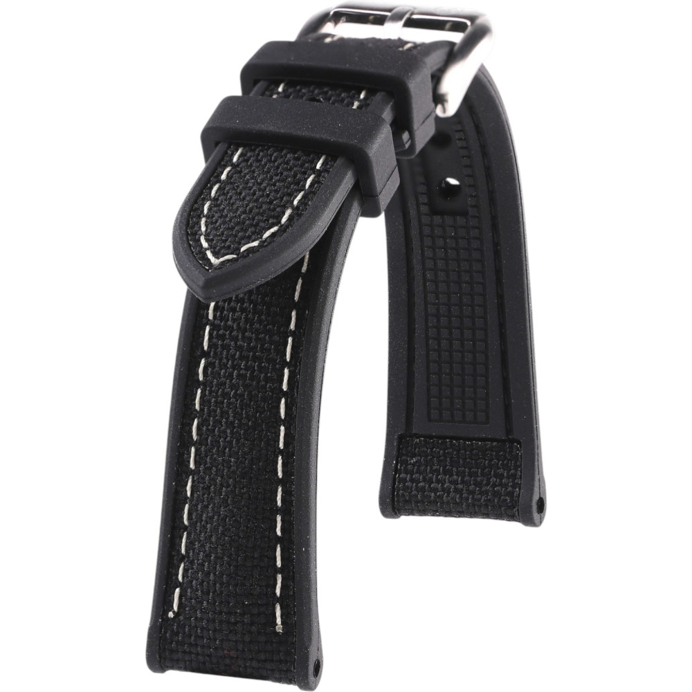 Bracelet en Caoutchouc et Cordura - Marius - Kronokeeper - Noir coutures Blanches