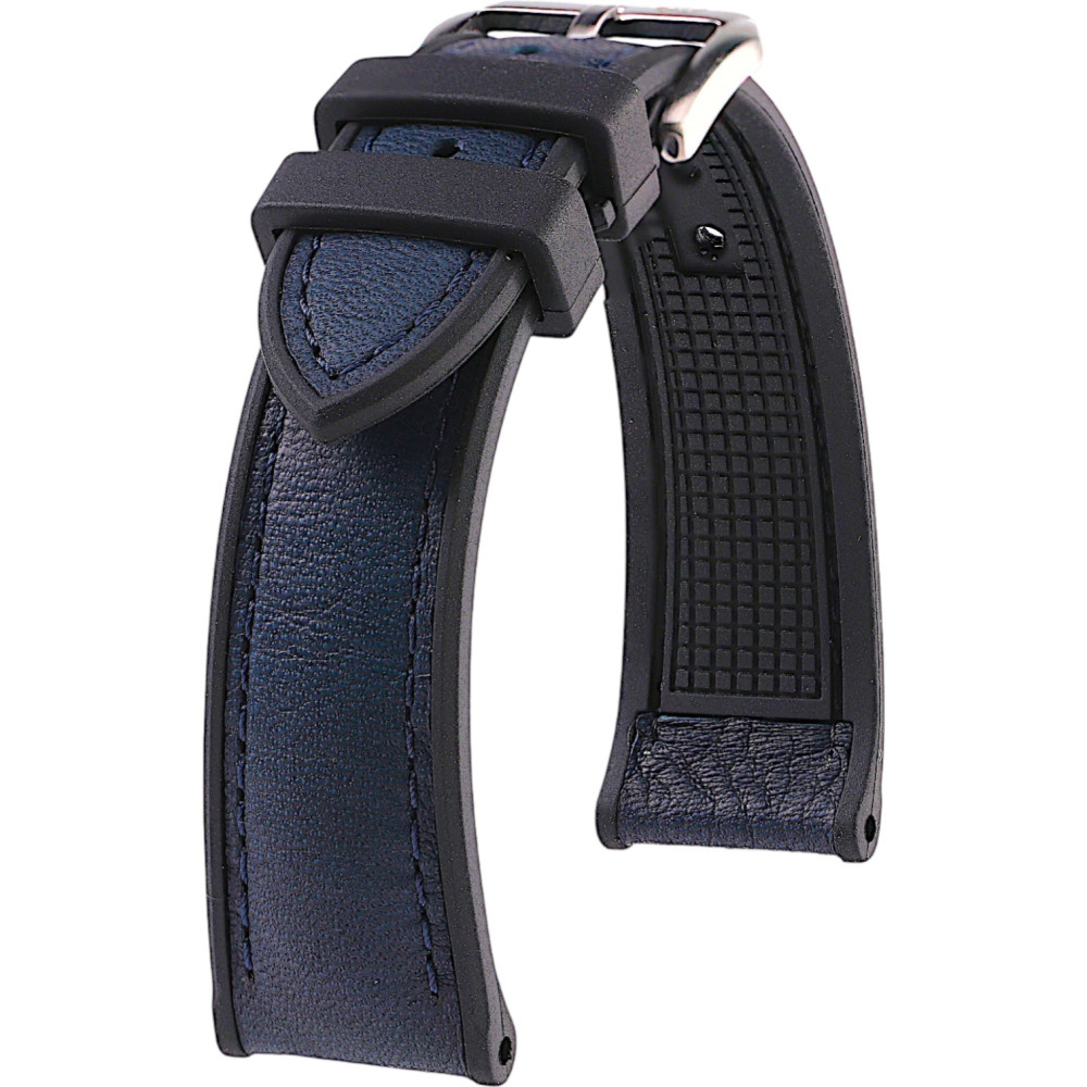 Rubberen en Leren Horlogeband - Godefroy - KronoKeeper - Blauw