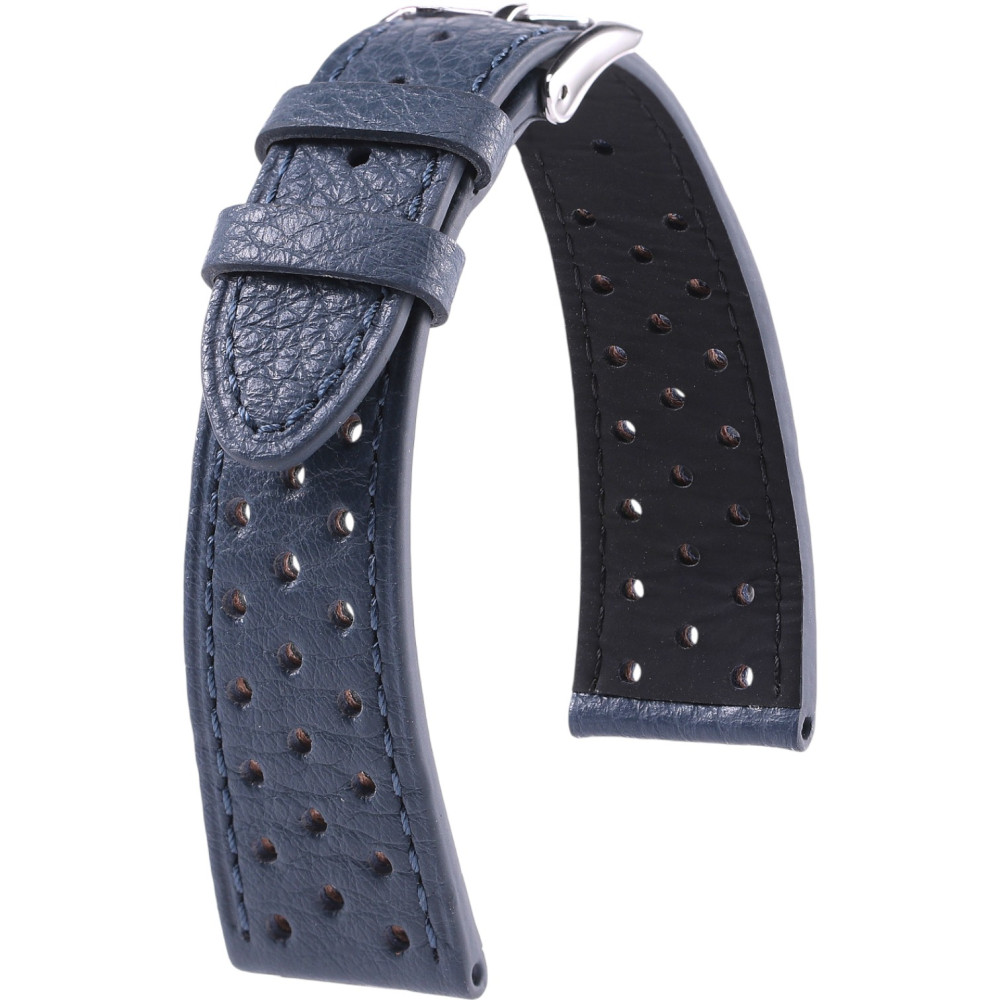 Gekorreld kalfsleer Rally-band – Joseph – Kronokeeper – Blauw