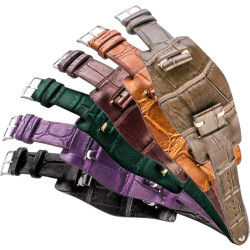 Bracelet Bund Vintage en cuir d’alligator marron foncé