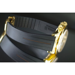 Rubber horlogeband M101 – Rubber B – Zwart met bruine lijn