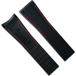 Rubber horlogeband M101 – Rubber B – Zwart met rode stiksel