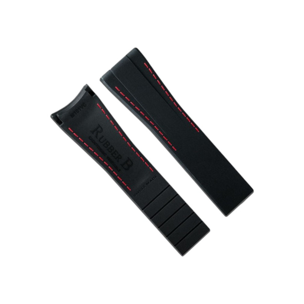 Rubber strap M101 – Rubber B – Black with red stitching