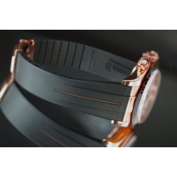 Rubber horlogeband M101 – Rubber B – Zwart met bruine lijn