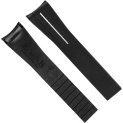 Rubber horlogeband M101 – Rubber B – Zwart met witte lijn