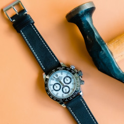 Baranil calf leather strap - LIC Leather - black