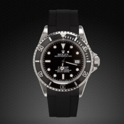 Horlogeband van rubber - Velcro Serie V113CD - Rubber B - Zwart