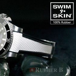 Horlogeband van rubber - Ballistic SwimSkin SK20CD - Rubber B - wit en zwart