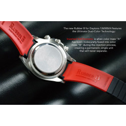 Horlogeband van rubber M300 - Rubber B - Zwart en rood