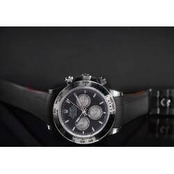 Horlogeband van rubber M300 - Rubber B - Zwart en rood