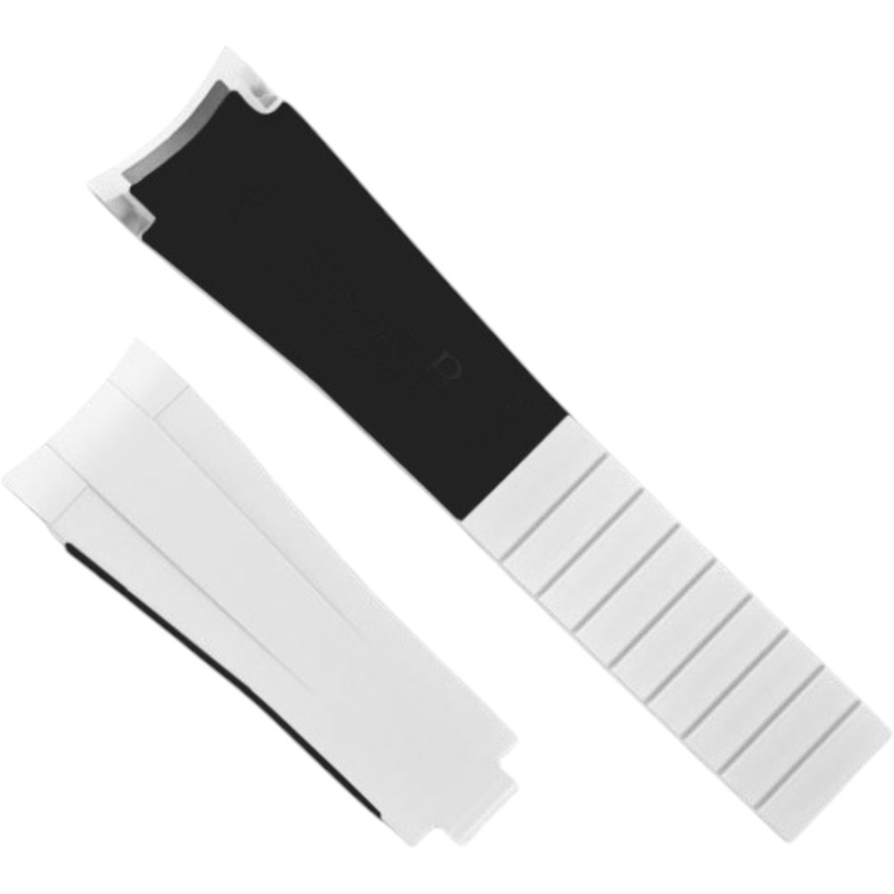 Horlogeband van rubber M300 - Rubber B - Wit en zwart