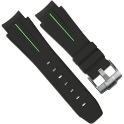Rubber watch strap M107 - Rubber B - black with green line