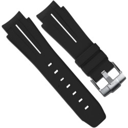 Rubber watch strap M107 - Rubber B - black with white line