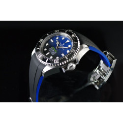 Rubber watch strap M208 – Carbon Fiber Series – Rubber B – Black and Pacific Blue