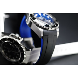 Bracelet en caoutchouc M208 – Série Fibre de Carbone Bicolore – Rubber B – Noir et bleu pacifique